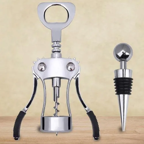 Multi-functional Winged Corkscrew with Stopper