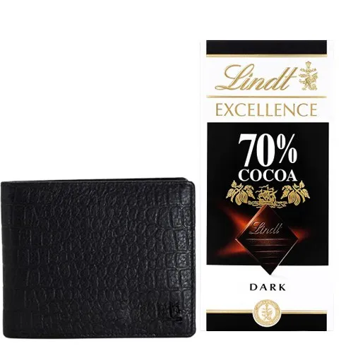 Astonishing Rich Born Leather Wallet for Men with a Lindt Excellence Chocolate Bar