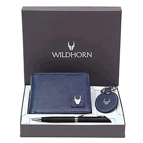 Astonishing WildHorn Mens Leather Wallet with Keychain N Pen Combo