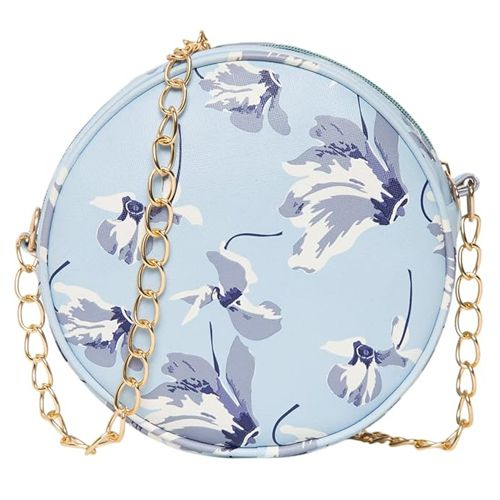 Stylish Sky-Blue Floral Sling Bag