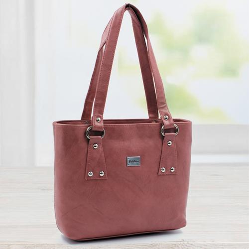 Eye-Catching Coral Color Leather Handbag for Her