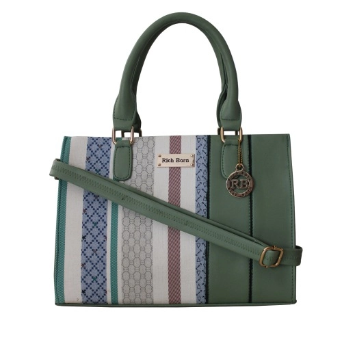 Designer Vanity Bag in Striped N Plain Combination