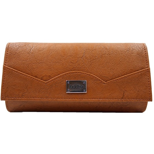 Rustic Brown Clutch Wallet for Her with Flap Closure