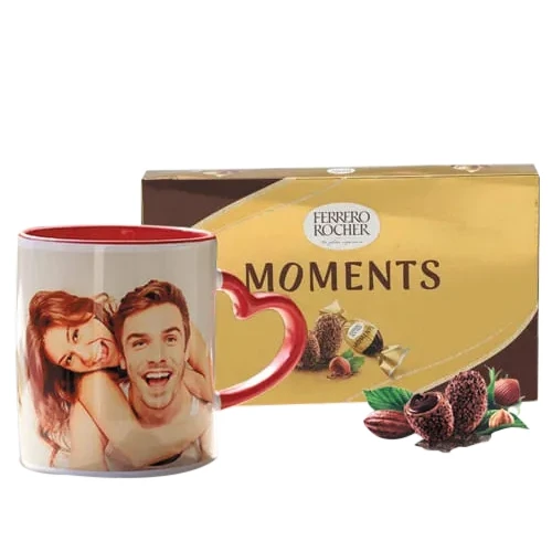 Remarkable Personalized Photo Mug with Heart Handle n Ferrero Rocher