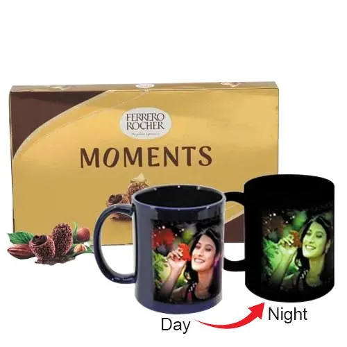 Mesmerizing Personalized Photo Radium Mug with Ferrero Rocher