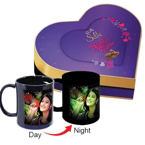 Admirable Personalized Photo Radium Mug n Heart Chocolate Box
