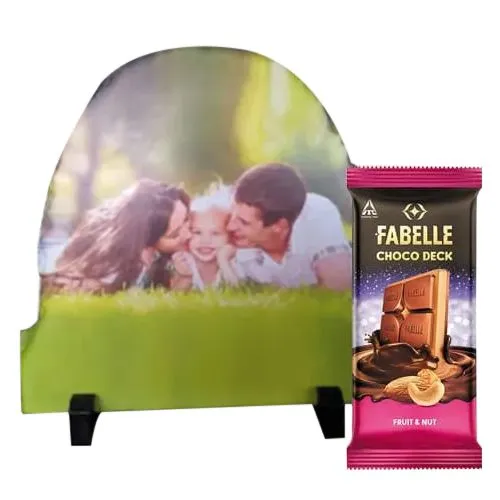 Remarkable Personalized Photo Rock Stone with Fruit n Nut Chocolate