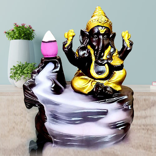 Attractive Lord Ganesh Smoke Backflow Cone Incense Showpiece