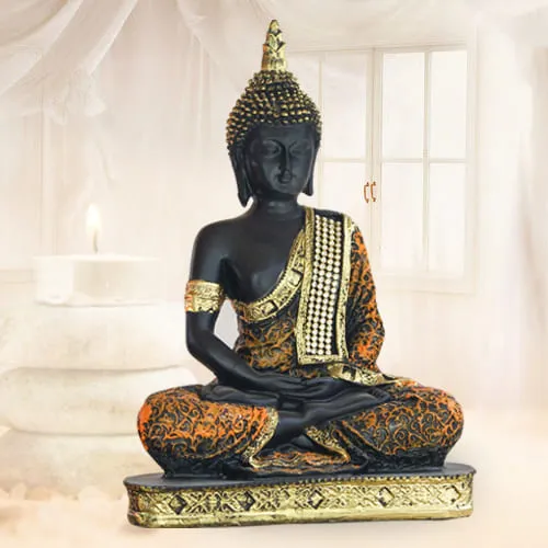 Auspicious Sitting Buddha Polyresin Statue