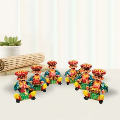 Ethnic 6 Pc Rajasthani Musician Wooden Bowla Set