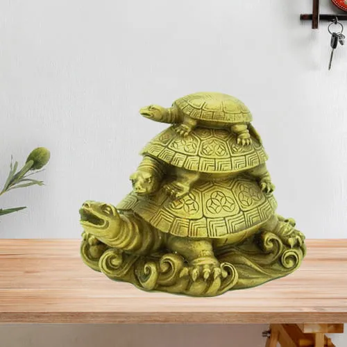 Unique Fengshui Three Tier Ceramic Tortoise