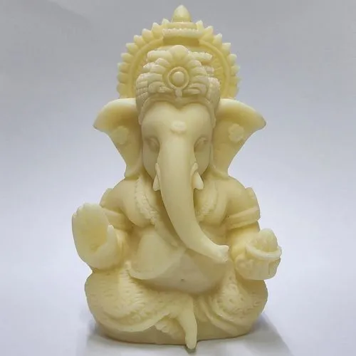 Elegant 3D Ivory Ganesh Idol for Your Home