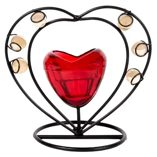 Online Red Wrought Iron Candle Stand Gift