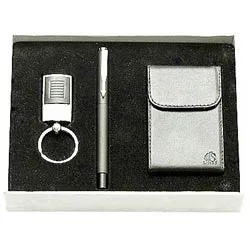 Buy Steel finish Key Ring, Pen and Visiting Card Holder