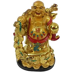 Shop for Standing Laughing Buddha Idol with a Bag of Gold on his Shoulder