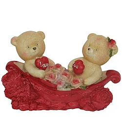 Buy Couple Teddy With Two Hearts and Roses in a Boat