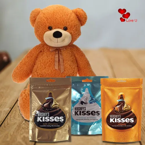 Amazing Big Teddy with Hersheys Kisses Chocolates