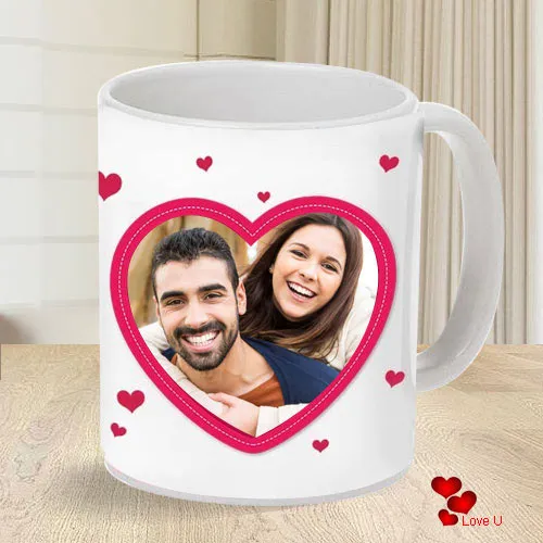 Elegant Personalized Heart Shape Photo Coffee Mug