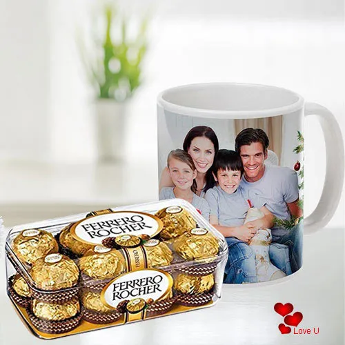 Astonishing Personalized Coffee Mug with Ferrero Rocher Chocolates