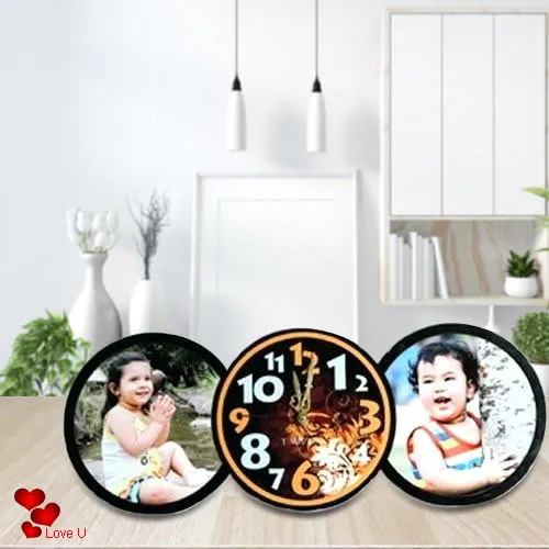 Amazing Personalized Table Clock with Twin Photo