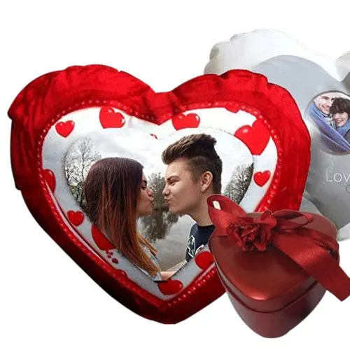 Online Heart Shaped Cushion with Tin Box