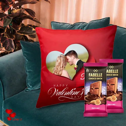 Smart Personalized Cushion with ITC Fabelle Chocolate Twin Bars