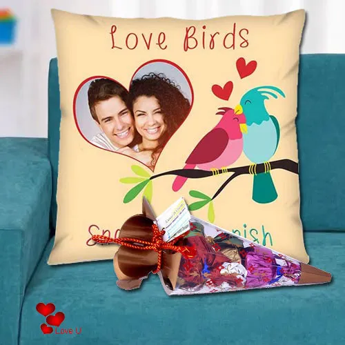 Perfect Personalized Cushion with a Cone of Handmade Chocolates