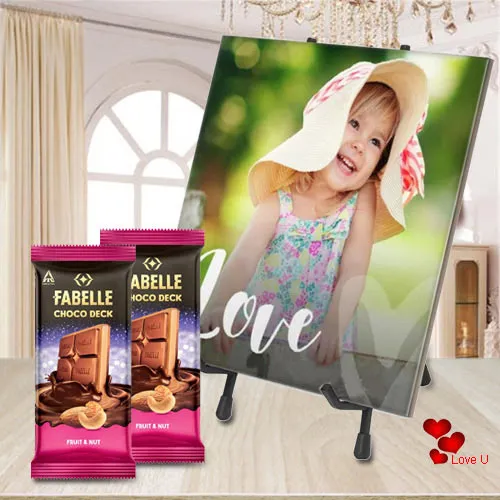 Amazing Personalized Photo Tile with ITC Fabelle Twin Chocolates