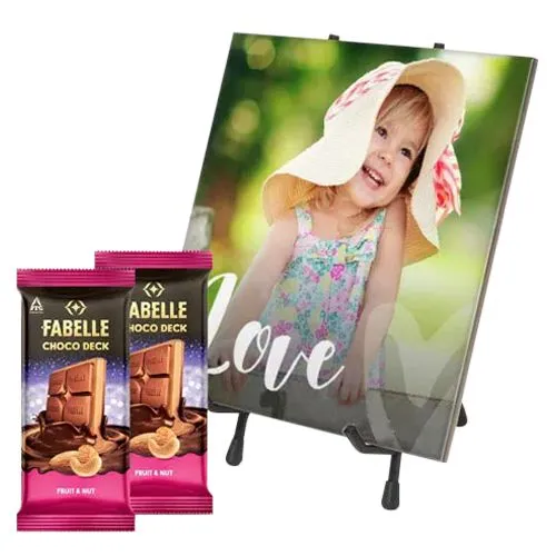 Amazing Personalized Photo Tile with ITC Fabelle Twin Chocolates