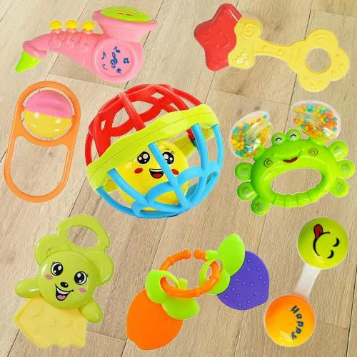 Colorful Rattles and Teethers Toys Set for Babies
