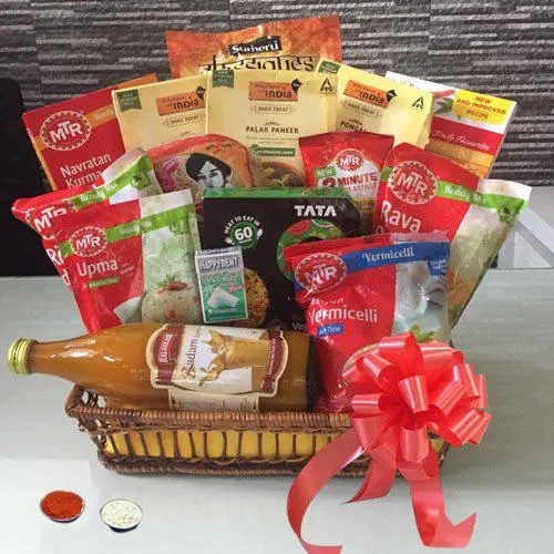 Yummy Meal Time with Brother Gift Basket with Free Roli Teeka