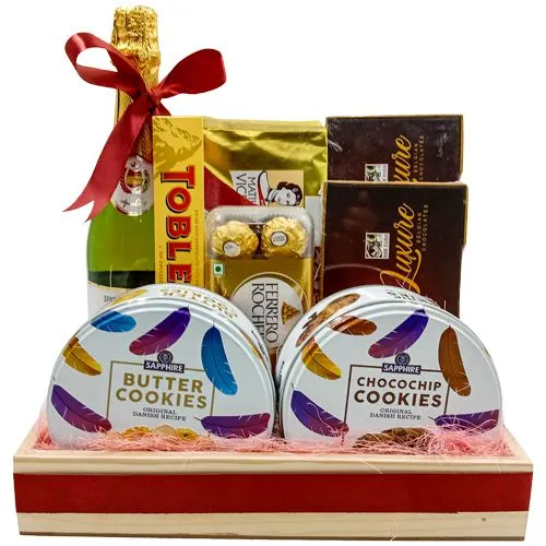 Exclusive Sparkling Fruit Juice with Choco N Cookie Gift Tray
