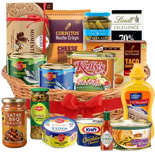 Outstanding Gift Basket of Frozen Foods with Sauces N Assortments