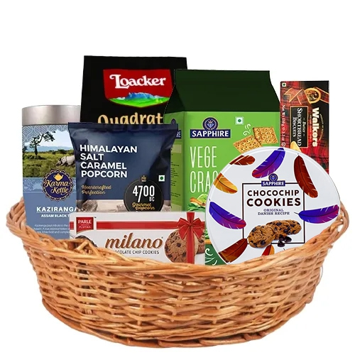 Premium Tea with Gourmet Snacks Gift Basket