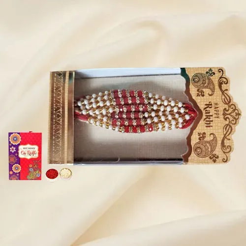 Wonder Glaze White Red Stone Rakhi