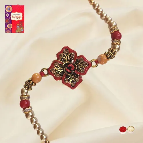 Brilliant Naksh Rakhi in Red Floral