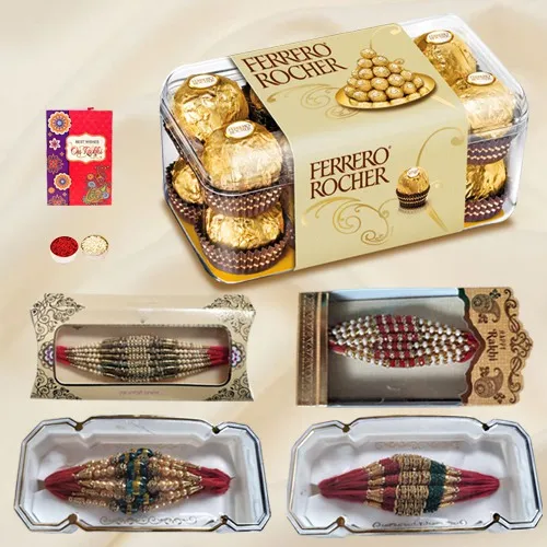 Flirty Ferrero Rocher with Stone n Beads Rakhis