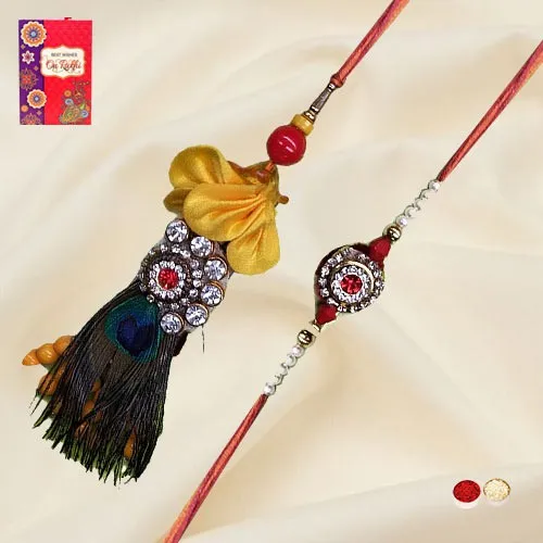 Jazzy Peacock Feather Bhai Bhabhi Rakhi