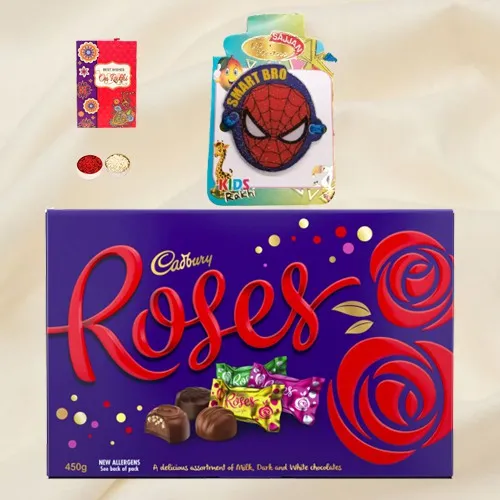 SpiderMan Super Rakhi N Cadbury Roses