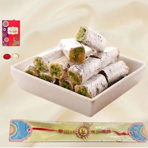 Heavenly Kaju Rolls with Rakhi Pick