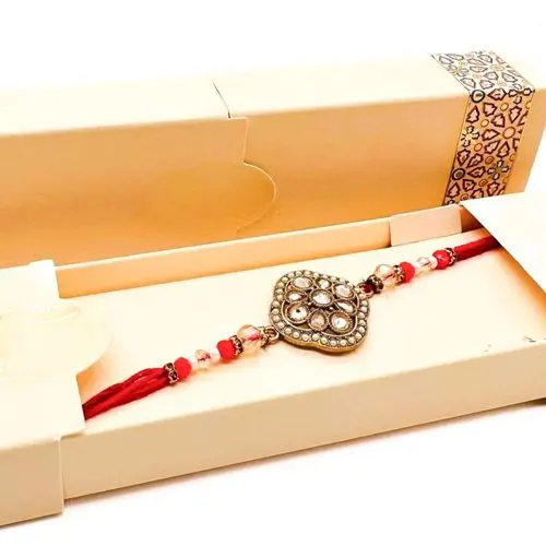 Charming Stone Studded Rakhi in Stellar Box