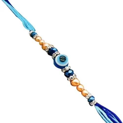 Gaudy Evil Eye Pearl Beaded Rakhi