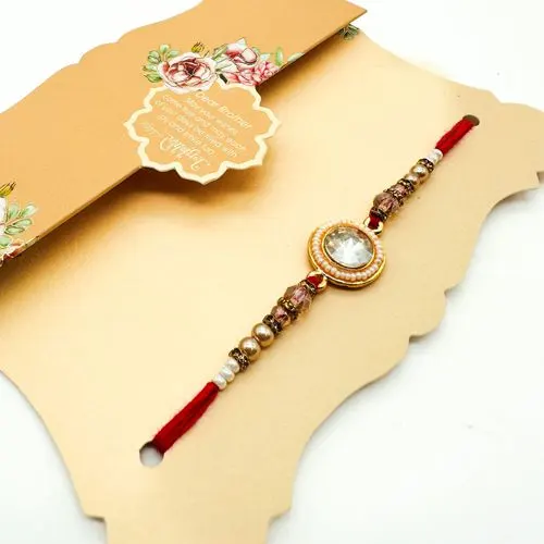 Glittering Stone Work Rakhi on Card