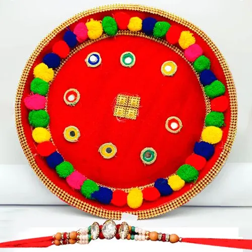 Shagun Rakhi Pooja Thali with a Fancy Rakhi