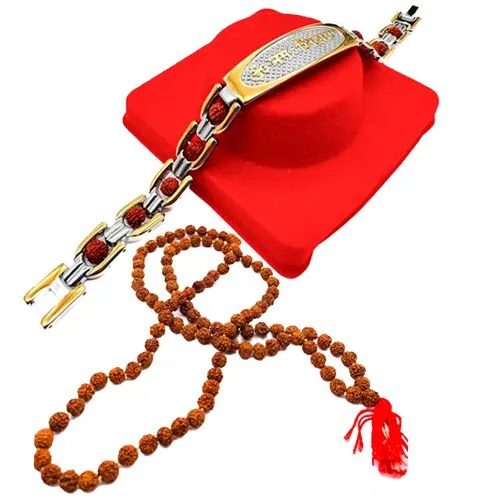 Rudraksha Mala with Bracelet Rudraksha Rakhi