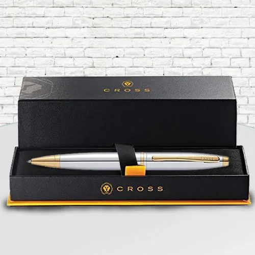 Attractive Cross Calais Medalist Chrome and 24 KT Gold Plating Ballpoint Pen