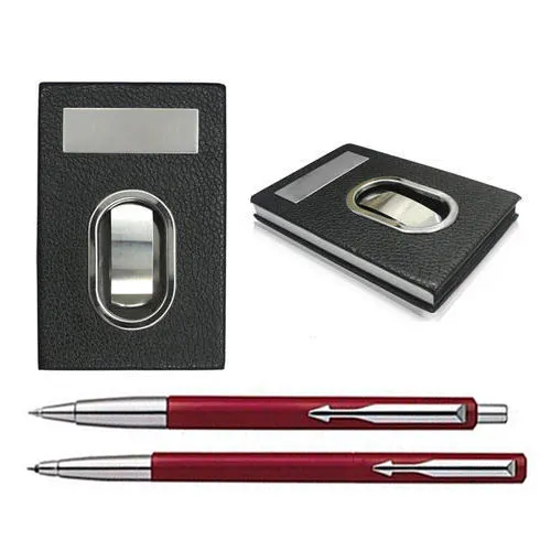 Send Visiting Card Holder with Parker Vector Gift Set