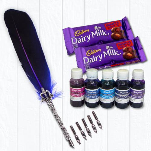 Exclusive Calligraphy Quill Set with Ink n Chocolates