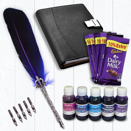 Marvelous Calligraphy Quill Set with Ink n Chocolates