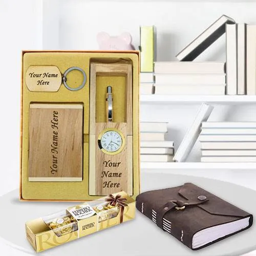 Wonderful Personalized Wooden Office Stationery Set